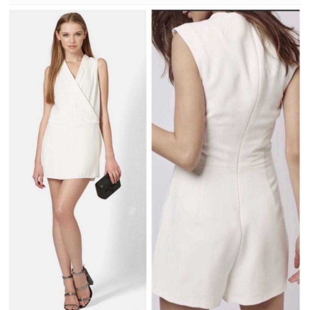 NWOT TopShop White Tuxedo Wrap Style Romper Sz 6